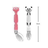 Kit Colher Panda em Silicone Rosa - Segura Alimentos e Estimula Bebês - imagem 4
