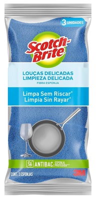 Scotch-Brite 3M Esponja Não Risca Azul - 3 Unidades | Limpeza Segura e Eficiente - imagem 1