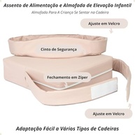 Assento de Elevação Portátil com Cinto de Segurança - Cadeira Infantil Impermeável 35x35cm - imagem 4