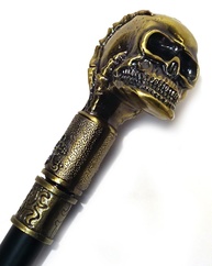 Bengala Com Adaga Embutida Caveira Dourada - Estilo e Segurança em um Único Item - imagem 1