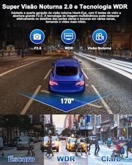 Câmera de Carro 4K UHD 3 Canais: Segurança Completa com Visão Noturna e Cartão 64GB Incluso - imagem 4