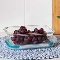 Kit 4 Potes de Vidro Retangular com Tampa Hermética 1040ml Azul - Frescor e Segurança na Cozinha - imagem 5