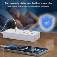 Extensão Elétrica Premium 10 Tomadas (6 USB + 4 Tipo-C) - Carregamento Rápido e Seguro - imagem 5