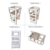 Torre de Aprendizagem Montessori com Mesa Sensorial Branca - Estímulo Autônomo e Seguro para Bebês - imagem 4