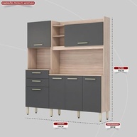 Armário de Cozinha 6 Portas 2 Gavetas Select Demobile Avena Grafito – Organize com Estilo e Funcionalidade - imagem 3