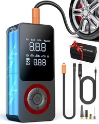 Compressor de ar portátil para insuflador de pneu sem fio, bomba de ar de 150 PSI com bateria recarregável, medidor de pressão de pneu, adaptador de energia de carro de 12 V, bomba de ar inteligente - imagem 2