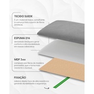 Cabeceira Modular Estofada para Cama King Size Azul | Instalação Sem Furos com Fita Adesiva - imagem 4