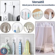 Kit 10 Ganchos Adesivos Inox Transparente | Super Resistente e Sem Furos para Parede - imagem 5