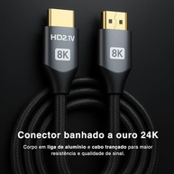 Cabo HDMI 2.1 8K 2m Ultra Rápido 48Gbps | HDR10, eARC, VRR | PS5, Xbox Series X, TV 8K, Monitor Gamer - imagem 3