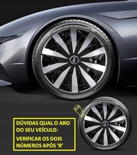 Jogo 4 Calotas Esportivas SEVEN Aro 13 Preto/Prata - Uno, Palio, Siena, Mobi - imagem 5