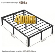 Estrutura de Cama Casal em Metal Hivento – Resistente, Silenciosa e Moderna - imagem 3