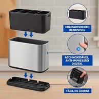 Escorredor Porta Talheres Aço Inox com 4 Divisórias e Sistema de Drenagem - Design Moderno para Cozinha Organizada - imagem 5