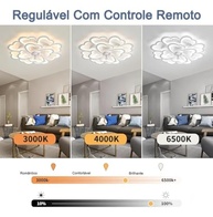 Ventilador de Teto Flor LED 88cm - Fandelier Slim 144W com Luz Regulável, 6 Velocidades, Controle Remoto, Design Moderno - imagem 4