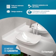 Cuba Pia de Apoio Sobrepor Abaulada 45x31 Branca - Design Moderno em Mármore Sintético para Banheiro e Lavabo - imagem 4