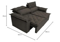 Sofá 3 Lugares Retrátil e Reclinável Cama Inbox Compact 1,80m Velusoft Café - Conforto e Estilo para sua Sala - imagem 3