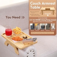 Bandeja para Braço de Sofá com Suporte 360° - Mesa Dobrável em Bambu com Clipe e Porta-Telefone - imagem 5