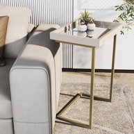 Mesa Lateral para Sofá com Bandeja Removível - Design Moderno Dourado - imagem 2