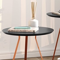 Mesinha Lateral Sofia - Apoio Decorativo Redondo com Pés de Ferro Preto - imagem 4