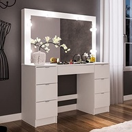 Penteadeira Camarim França com Espelho e 7 Gavetas – Design Sofisticado em Branco Politorno - imagem 3