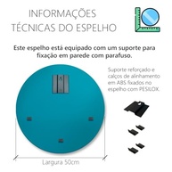 Espelho Banheiro Multiuso Lapidado Redondo 50cm com Pendurador - Design Sofisticado e Fácil Instalação - imagem 5