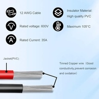 Cabo Solar MOOKEERF 12AWG 15FT para XT60i: Conexão Segura e Eficiente para Sua Estação de Energia Portátil - imagem 4