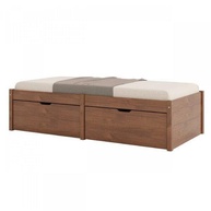 Cama Solteiro Beauty Inter Link com 2 Gavetas em Madeira Maciça Amêndoa - imagem 4