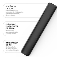 Soundbar WB Bluetooth 5.3: Som Imersivo 20W com Bateria Duradoura e TWS - imagem 4