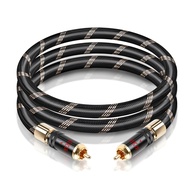 SKW Cabo RCA Audiophile com Trava: Som Imersivo e Conexão Segura para Subwoofer e HiFi (5m) - imagem 1