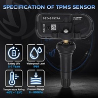 Sensor TPMS Sorghum 434MHz Pré-Programado para Ram 1500/2500/3500 e Jeep Cherokee (2014-2024) - Substituição OE - imagem 3