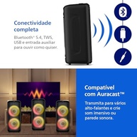 Caixa de Som Bluetooth Philips TAX4000/78 Party Speaker 1500W com Luzes LED e Entradas para Microfone/Guitarra - imagem 4
