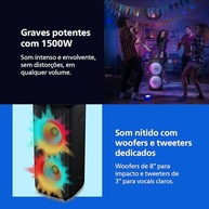 Caixa de Som Bluetooth Philips TAX4000/78 Party Speaker 1500W com Luzes LED e Entradas para Microfone/Guitarra - imagem 3