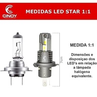 Lâmpada Super LED Mini Cinoy Star H4 6000K: Iluminação Potente e Instalação Fácil - imagem 5