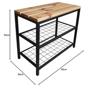 Banco Sapateira Strassis Design SD-5001-60 em Madeira e Metal Preto – Organize com Estilo e Resistência - imagem 3