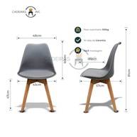 Kit 4 Cadeiras Saarinen Leda Design - Base Madeira Cinzas | Conforto e Estilo para sua Sala de Jantar - imagem 3