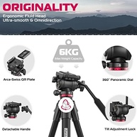 Tripé ULANZI MT-56 Ombra: Estabilidade Profissional para suas Fotos e Vídeos (160cm, 6kg) - imagem 5