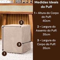 Capa para Puff Quadrado em Veludo Suede com Elástico Ajustável - Bege - imagem 5