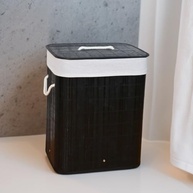Cesto de Roupa Suja com Alças em Bambu | 50L com Tampa e Forro Removível para Banheiro, Lavanderia e Quarto - imagem 3