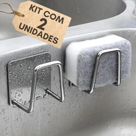 Suporte de Esponja para Pia da Cozinha em Aço Inox com 2 Unidades - Fácil Instalação e Super Aderência - imagem 1