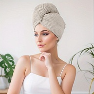 Toalha de Cabelo de Microfibra Super Absorvente com Turbante e Botão - Secagem Rápida para Todos os Estilos - imagem 2