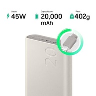 Carregador Portátil Samsung 20000mAh 45W USB-C: Energia Super Rápida para 3 Dispositivos - Bege - imagem 4