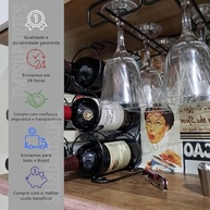 Suporte Organizador para Taças de Vinho com Limitador - 25cm - Preto Elegante - imagem 2