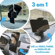 Suporte Celular Carro 360° Premium: Antivibração, Antiqueda e Fixação Firme no Painel ou Ar Condicionado - imagem 3
