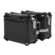 Kit 2 Baús Laterais Moto 38L Alumínio Preto/Prata com Suporte Universal Impermeável e Trava de Segurança - imagem 1