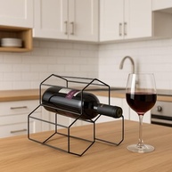 Suporte para Vinhos 3 Garrafas – Adega Moderna em Metal com Design Geométrico - imagem 3