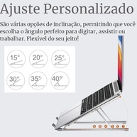 Suporte Ergonômico Premium para Notebook e Tablet em Alumínio Dobrável | Ajustável 6 Ângulos | Portátil c/ Estojo - imagem 4