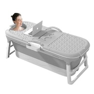 Banheira Ofurô Dobrável Portátil Cinza 117 cm com Suporte - Relaxamento Total em Qualquer Lugar - imagem 2
