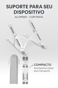 Suporte Ergonômico para Notebook e Tablet em Alumínio – 6 Níveis de Ajuste, Dobrável e Portátil com Estojo - imagem 3