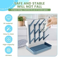 Suporte Vertical para Secagem de Mamadeira - 12 Vias com Bandeja Coletora, Organizador Moderno para Bancada (Azul) - imagem 4