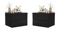 Kit com 2 Mesas de Cabeceira Suspensas Tóquio com 2 Gavetas – Design Moderno para Quarto (Preto) - imagem 1