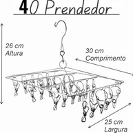 Varal de Aço Inox Suspenso para Roupas Íntimas - 40 Prendedores | Ideal para Apartamentos e Lavanderias - imagem 3